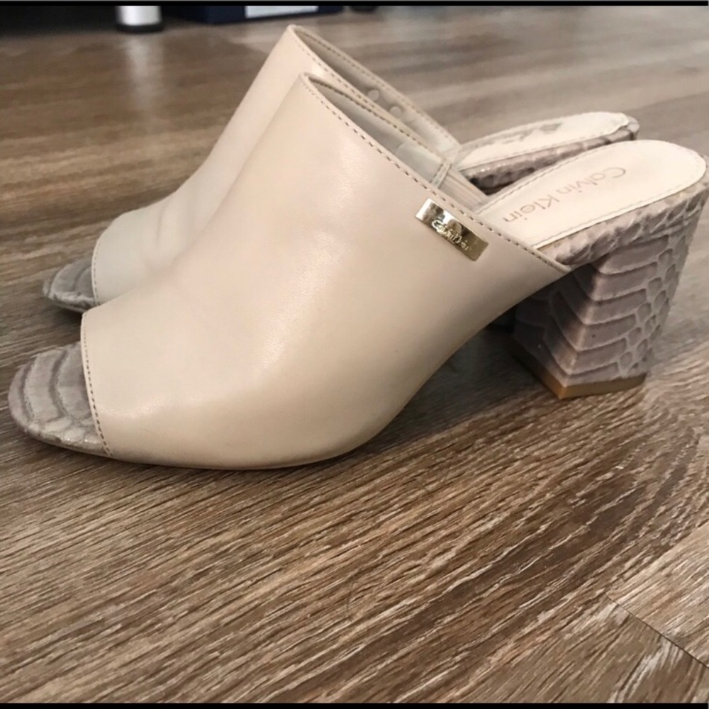 Size 5.5 Calvin Klein Snakeskin Mule Heels